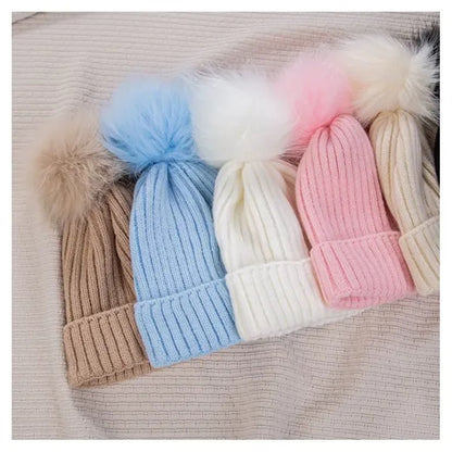 Kids Winter Warm Pompom Hat