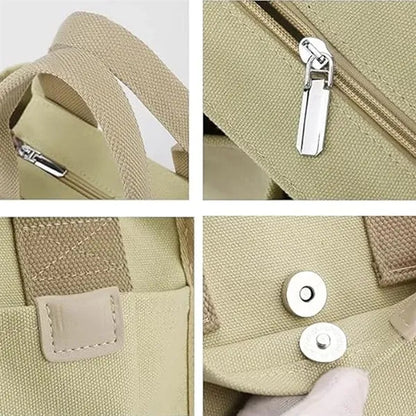 Multi-Pocket Lightweight Adjustable Mini Canvas Tote Bag