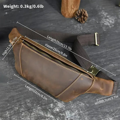Genuine Leather Crazy Horse Crossbody Bag