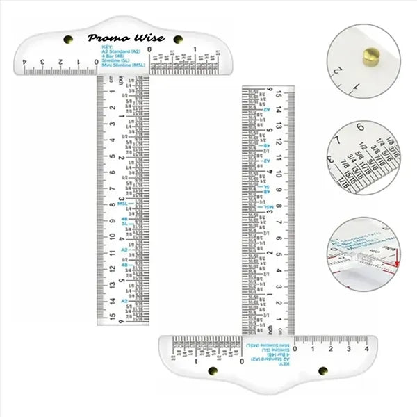 6-inch Practical Dual Scale Transparent T-Square Ruler
