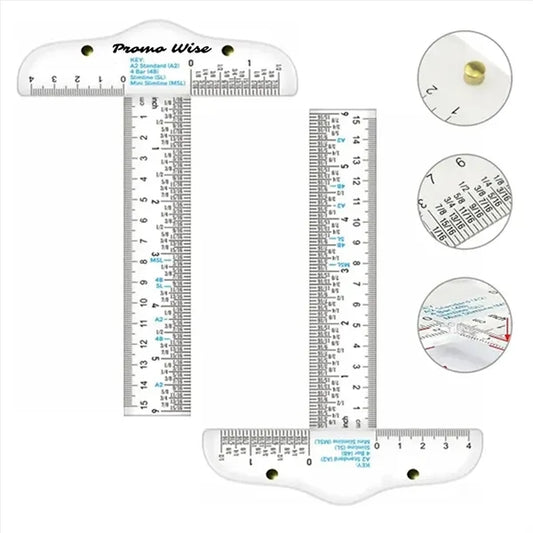 6-inch Practical Dual Scale Transparent T-Square Ruler