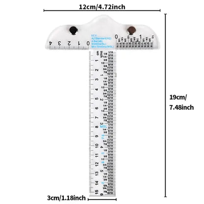 6-inch Practical Dual Scale Transparent T-Square Ruler