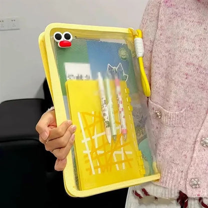 Transparent Zipper Book Organizer with Clip and Lanyard