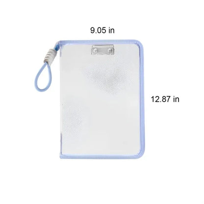 Transparent Zipper Book Organizer with Clip and Lanyard