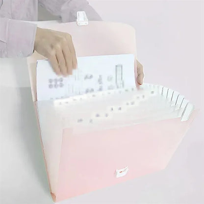 13-Pocket Portable Accordion File Folder with Snap-Closure