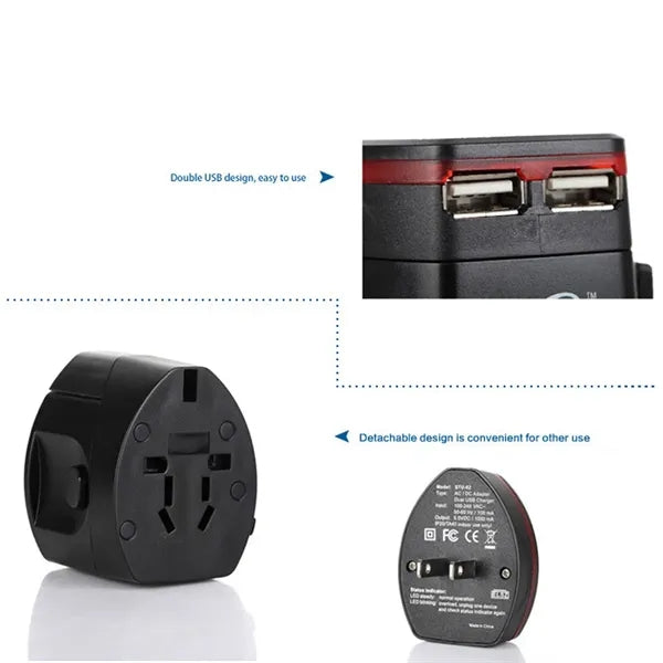 4-in-1 Dual USB Ports Smart IC Chip Universal Travel Adapter