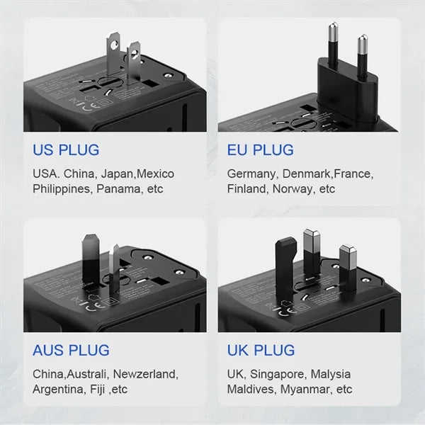 4 Device Charging Smart USB Ports Global Travel Adapter