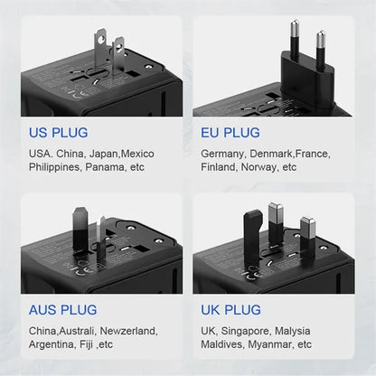 4 Device Charging Smart USB Ports Global Travel Adapter