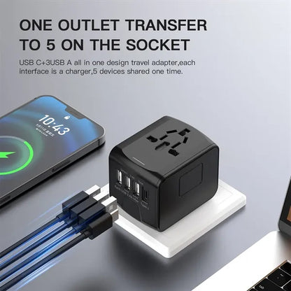4 Device Charging Smart USB Ports Global Travel Adapter