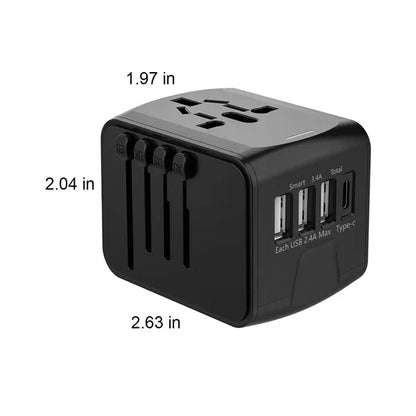 4 Device Charging Smart USB Ports Global Travel Adapter