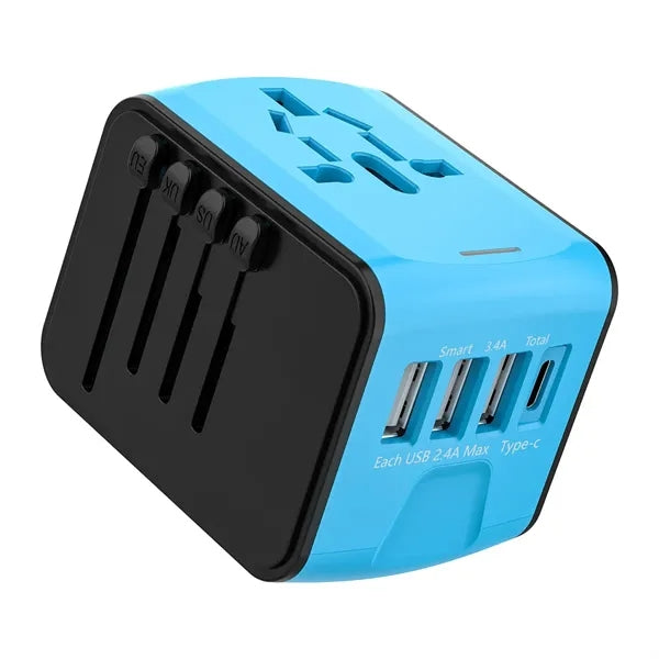4 Device Charging Smart USB Ports Global Travel Adapter