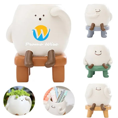 Fun Desktop Decor Pen Holder-Mini Stool Succulent Planter