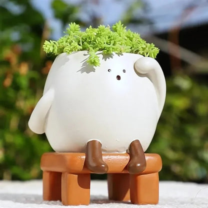 Fun Desktop Decor Pen Holder-Mini Stool Succulent Planter