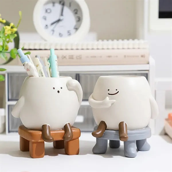 Fun Desktop Decor Pen Holder-Mini Stool Succulent Planter