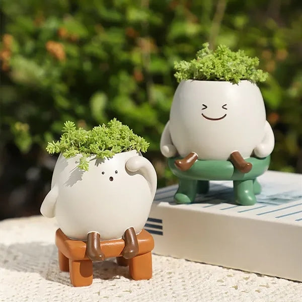 Fun Desktop Decor Pen Holder-Mini Stool Succulent Planter