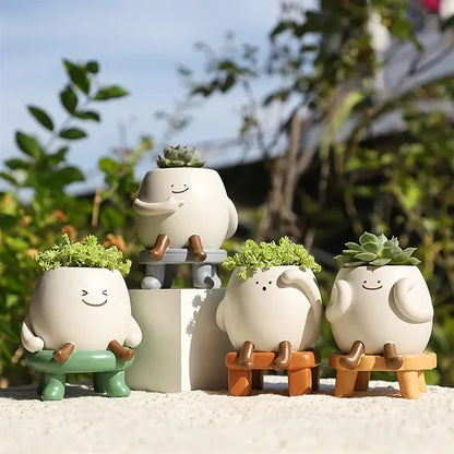 Fun Desktop Decor Pen Holder-Mini Stool Succulent Planter