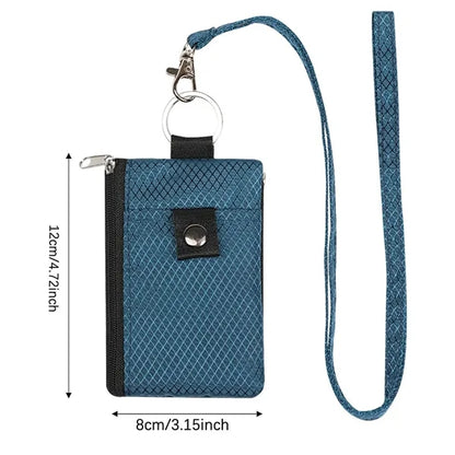 RFID-Blocking Multi-Pocket Polyester Wallet with Neck Strap