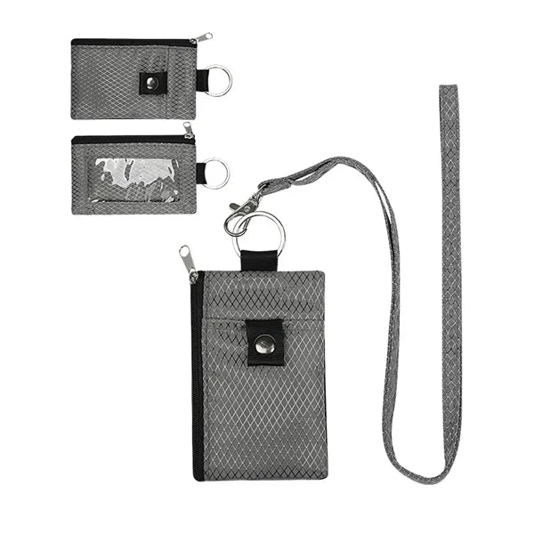 RFID-Blocking Multi-Pocket Polyester Wallet with Neck Strap
