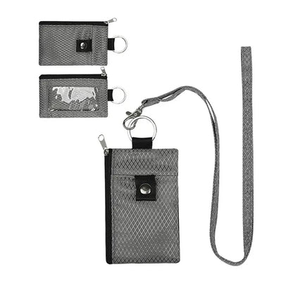 RFID-Blocking Multi-Pocket Polyester Wallet with Neck Strap