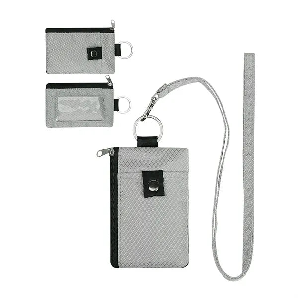 RFID-Blocking Multi-Pocket Polyester Wallet with Neck Strap