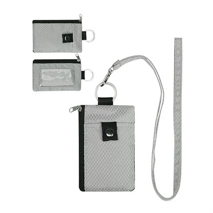 RFID-Blocking Multi-Pocket Polyester Wallet with Neck Strap