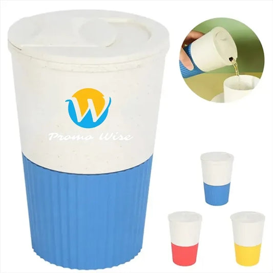 12oz Leakproof Insulated Wheat Straw Travel Mug Cup