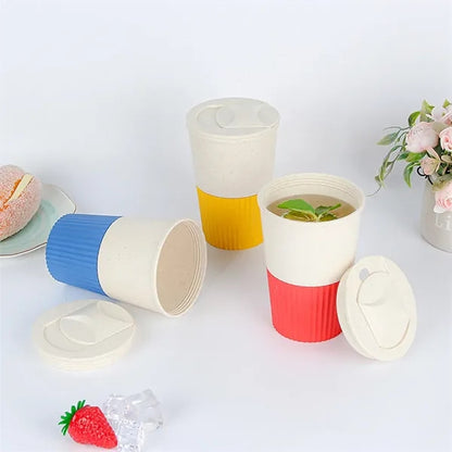12oz Leakproof Insulated Wheat Straw Travel Mug Cup