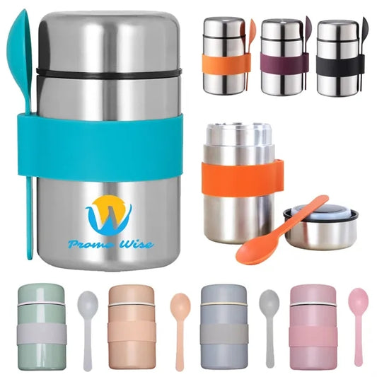 13.5oz Stainless Steel Built-in Spoon Insulated Lunch Bottle