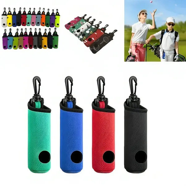 Portable Neoprene Golf Ball Bag with tee holder and clip