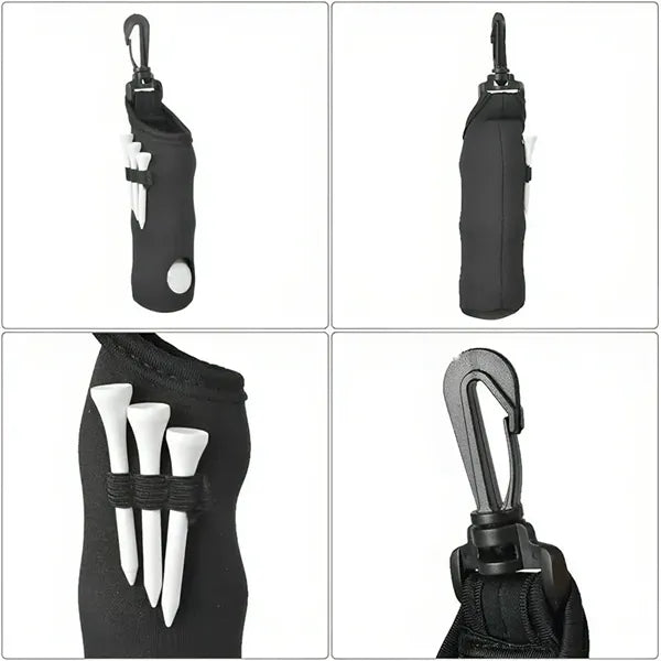 Portable Neoprene Golf Ball Bag with tee holder and clip
