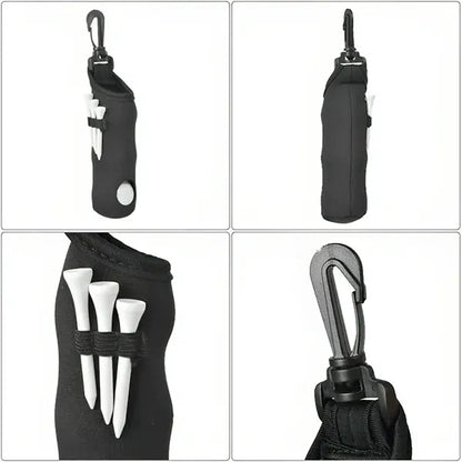 Portable Neoprene Golf Ball Bag with tee holder and clip