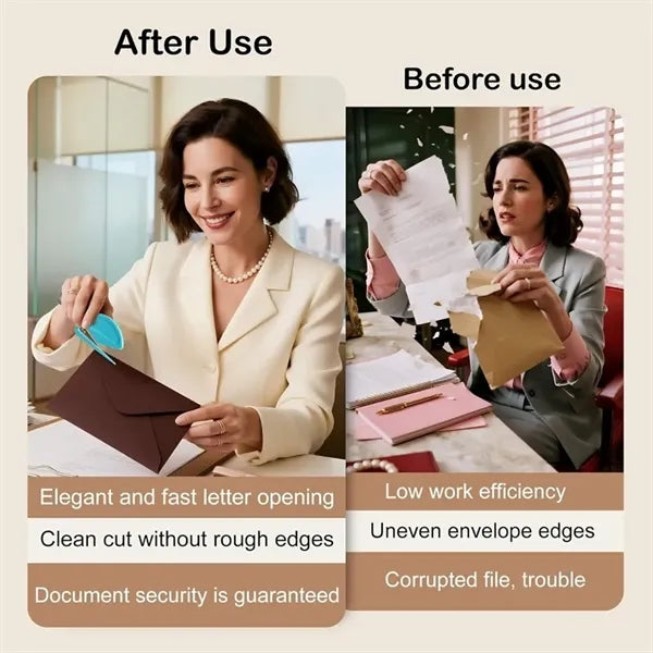 Letter Opener Envelope Slitter with Safety Concealed Blade