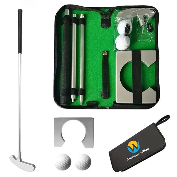 Portable Anti-Slip Grip Aluminum Golf Putter Training Set