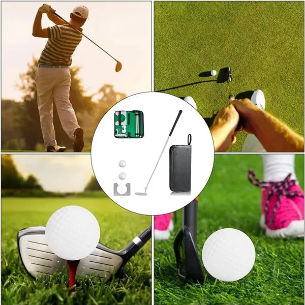 Portable Anti-Slip Grip Aluminum Golf Putter Training Set