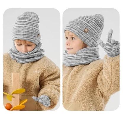 Kids Winter Beanie Hat Scarf Glove Set