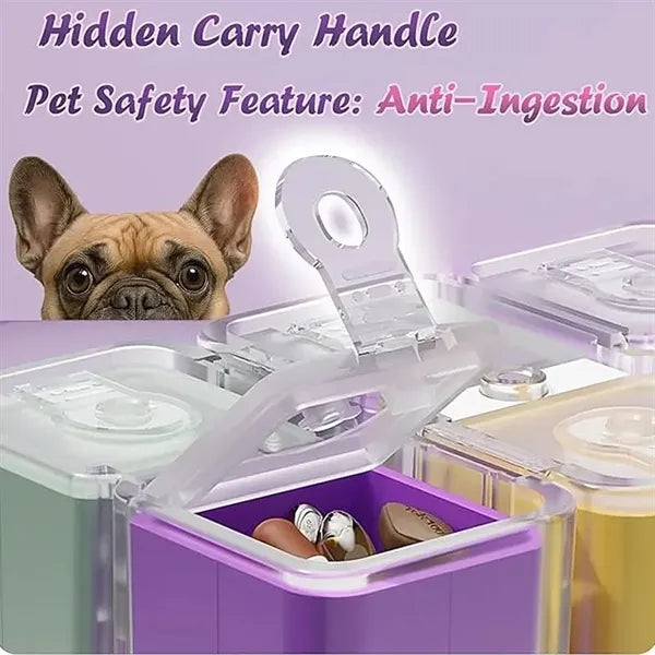 Travel Pill Box Magnetic Cube Organizer Vitamin Cases