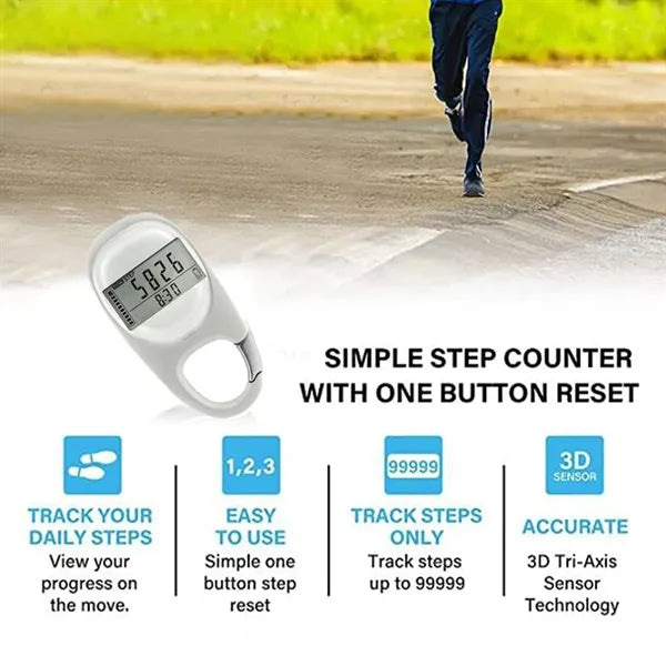 Compact Portable Step Tracker Auto Sleep Mode 3D Pedometer