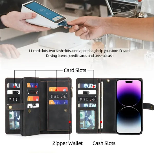 Detachable Magnetic Wireless Charging Wallet Phone Case
