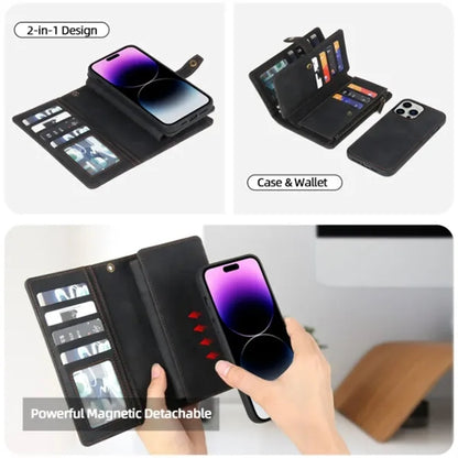 Detachable Magnetic Wireless Charging Wallet Phone Case
