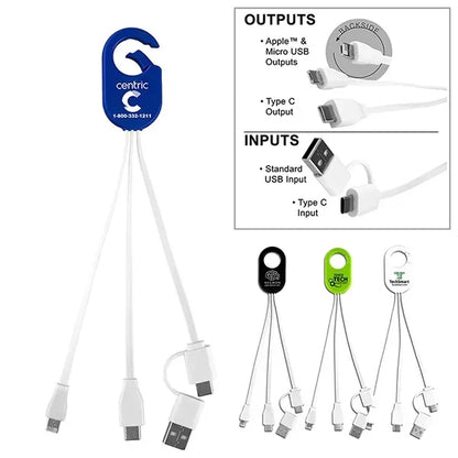 5-in-1 Cell Phone Charging Cable with Carabiner Clip