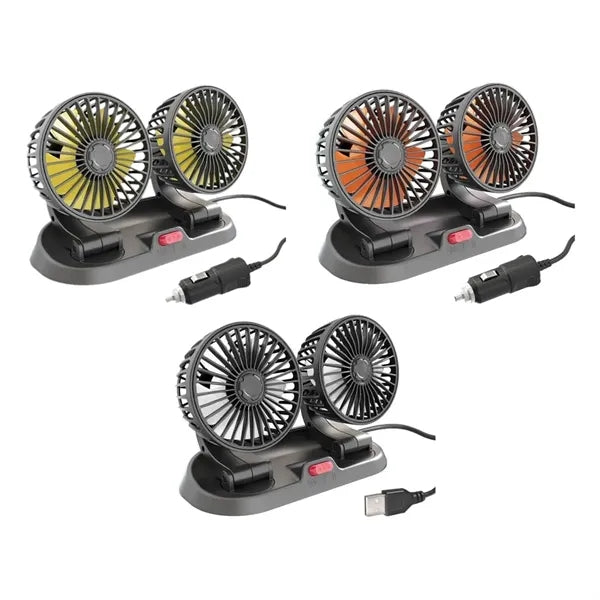 Dual Head Adjustable Car Fan