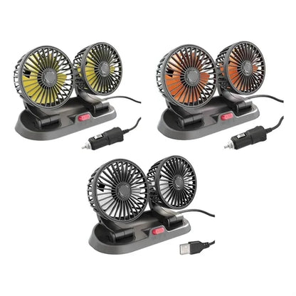 Dual Head Adjustable Car Fan
