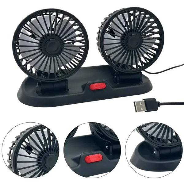 Dual Head Adjustable Car Fan