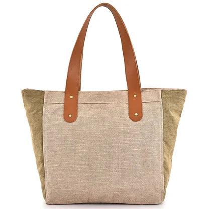 Leather Handle Tote With Contrasting Side Gussets