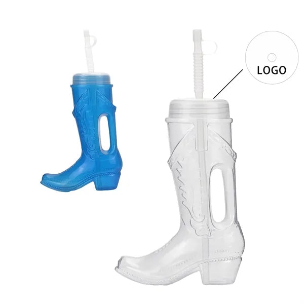 25Oz Plastic Boot Cup With Lid And Straw