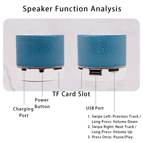 Travel party portable mini bluetooth speaker with light