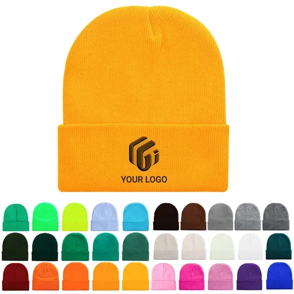 Unisex winter ski cuffed plain skull knit hat cap beanie