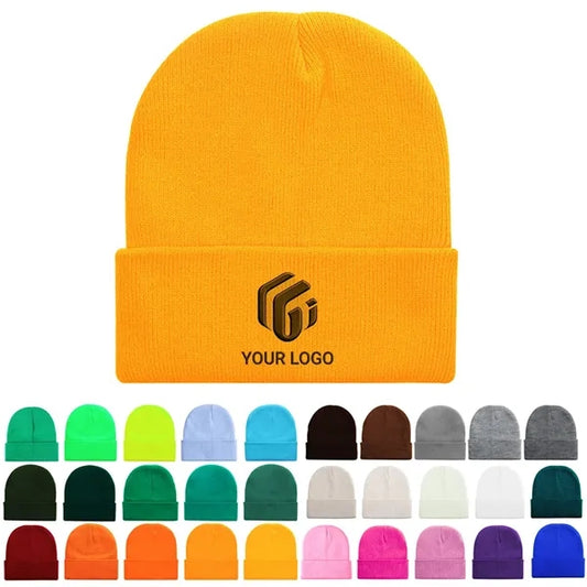 Unisex winter ski cuffed plain skull knit hat cap beanie