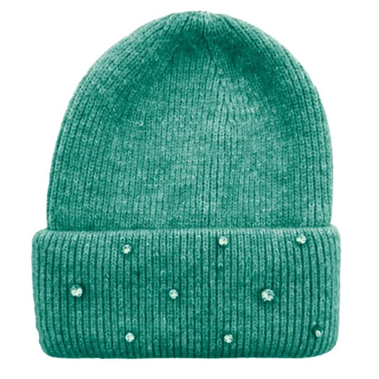 Custom Circular Knit Stretch Acrylic Cuffed Beanie w/ Stones