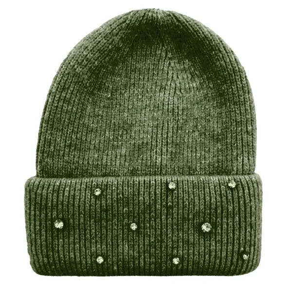 Custom Circular Knit Stretch Acrylic Cuffed Beanie w/ Stones